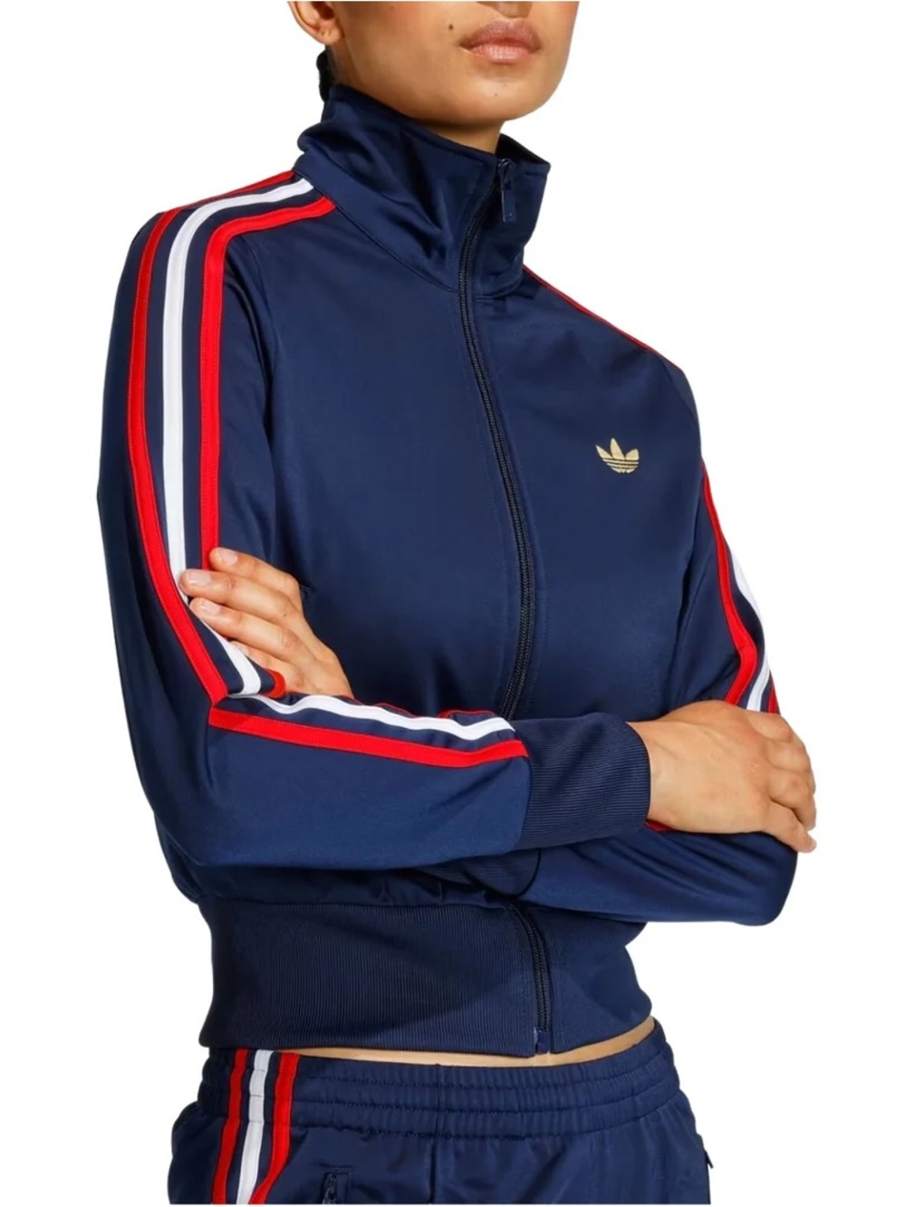 Adidas Women FIREBIRD CLASSIC TRACK TOP Jacket Navy Blue Red